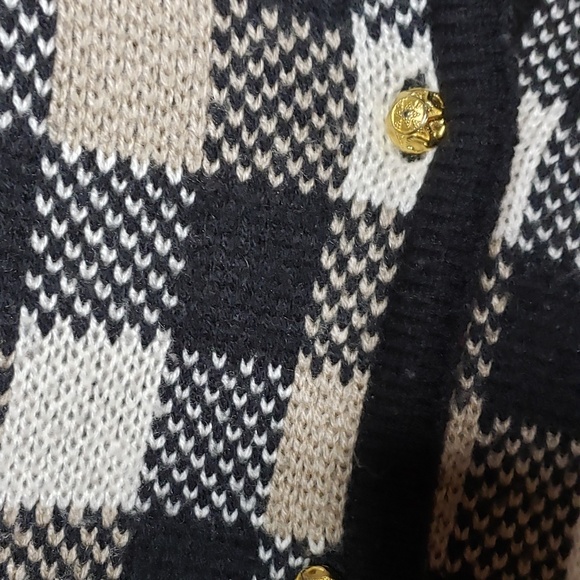 Vintage Crystal Kobe Black and Tan Plaid Sweater - Picture 4 of 4